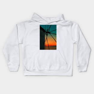 Greece. Mykonos. The Windmill at sunset. Kids Hoodie